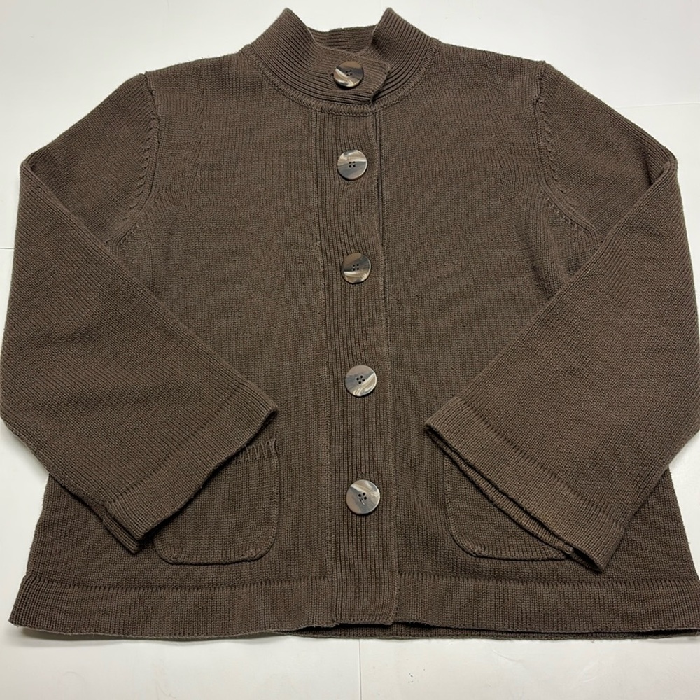 J Jill women’s chocolate brown cropped cardigan size M